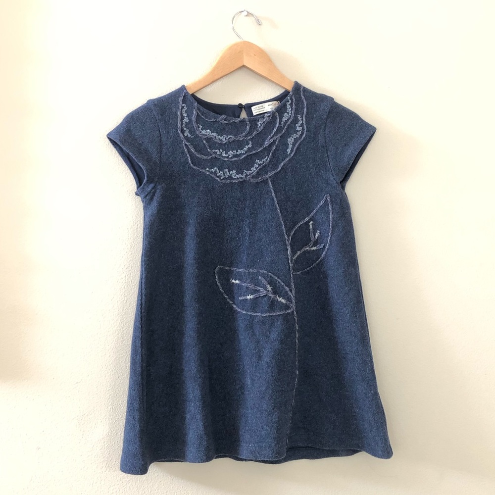 Zara Girls Blue Sweater Dress Soft Collection
